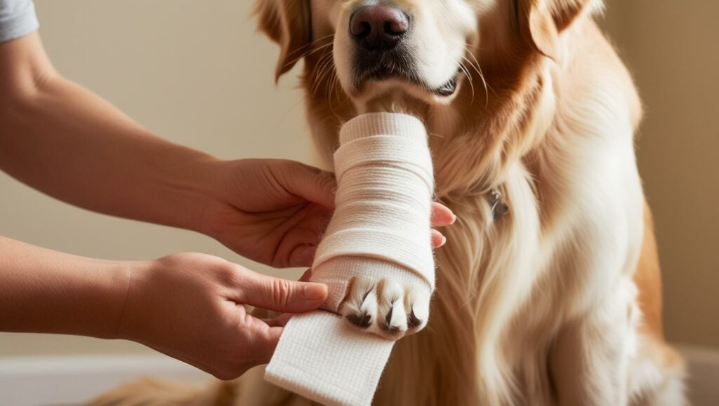 photo d'un chien blessé à la patte